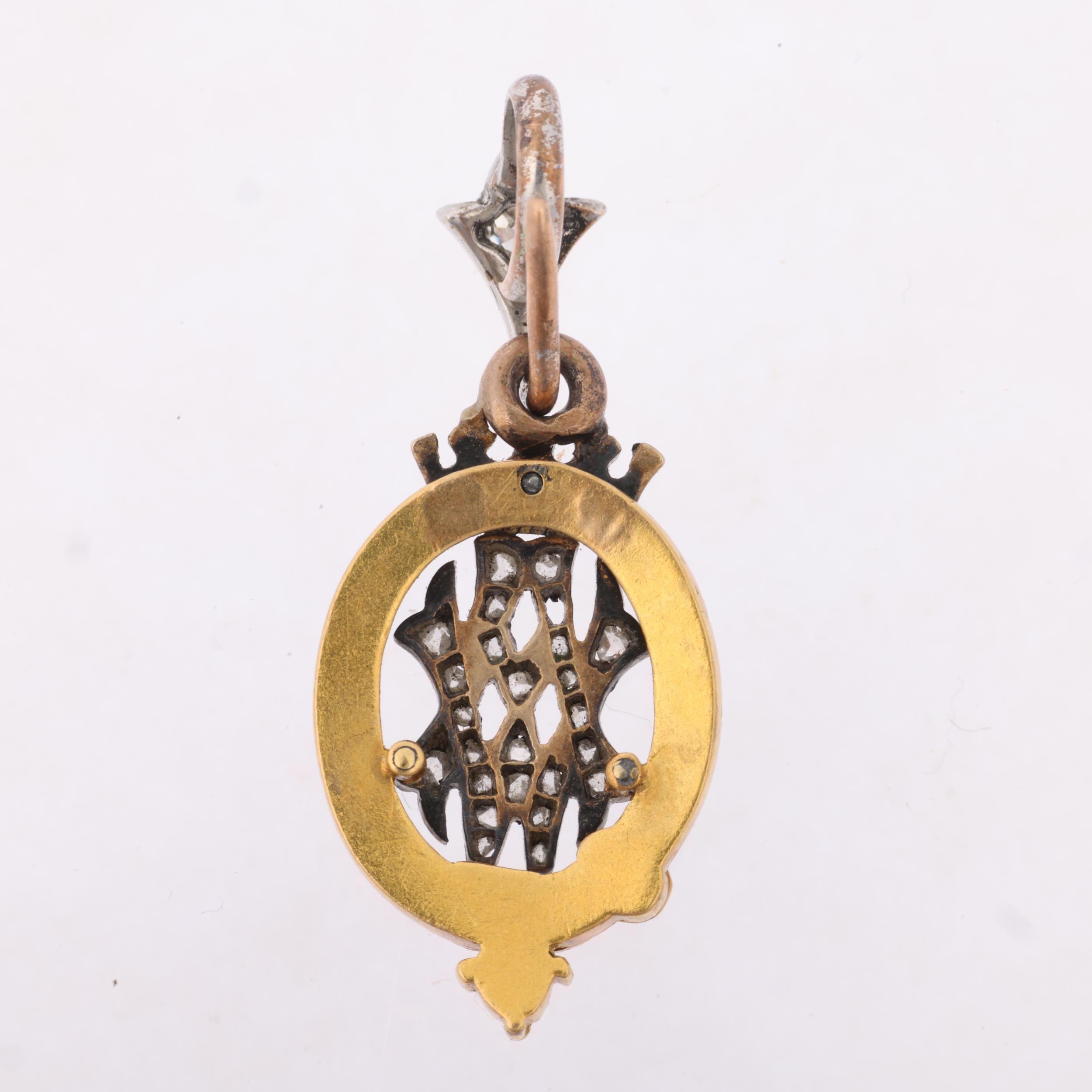 An early 20th century miniature diamond and blue enamel Order of the Garter pendant, presented by - Image 3 of 4