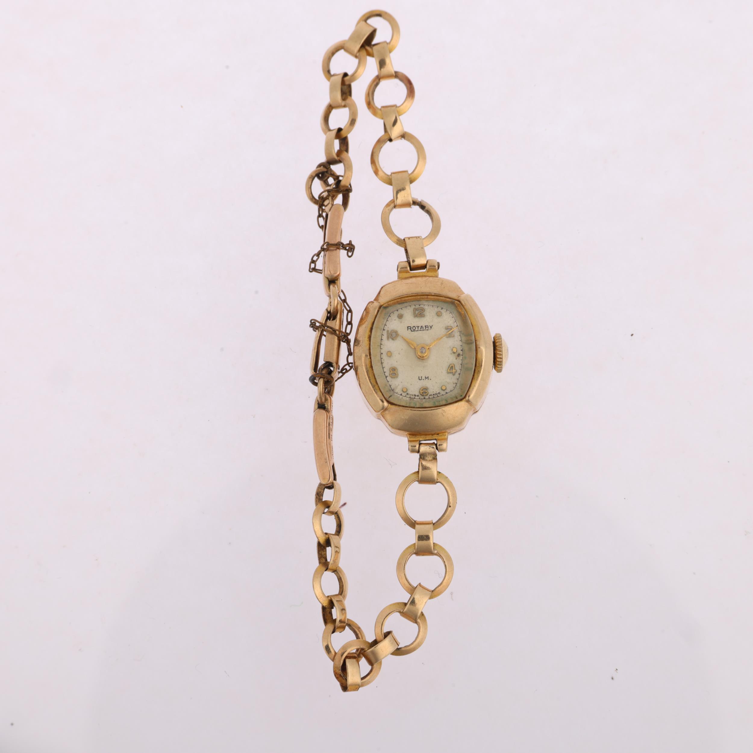 ROTARY - a lady's 9ct gold mechanical wristwatch, circa 1960s, silvered dial with gilt eighthly - Image 2 of 5