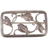 GEORG JENSEN - a Danish Art Nouveau style sterling silver openwork floral panel brooch, model no.