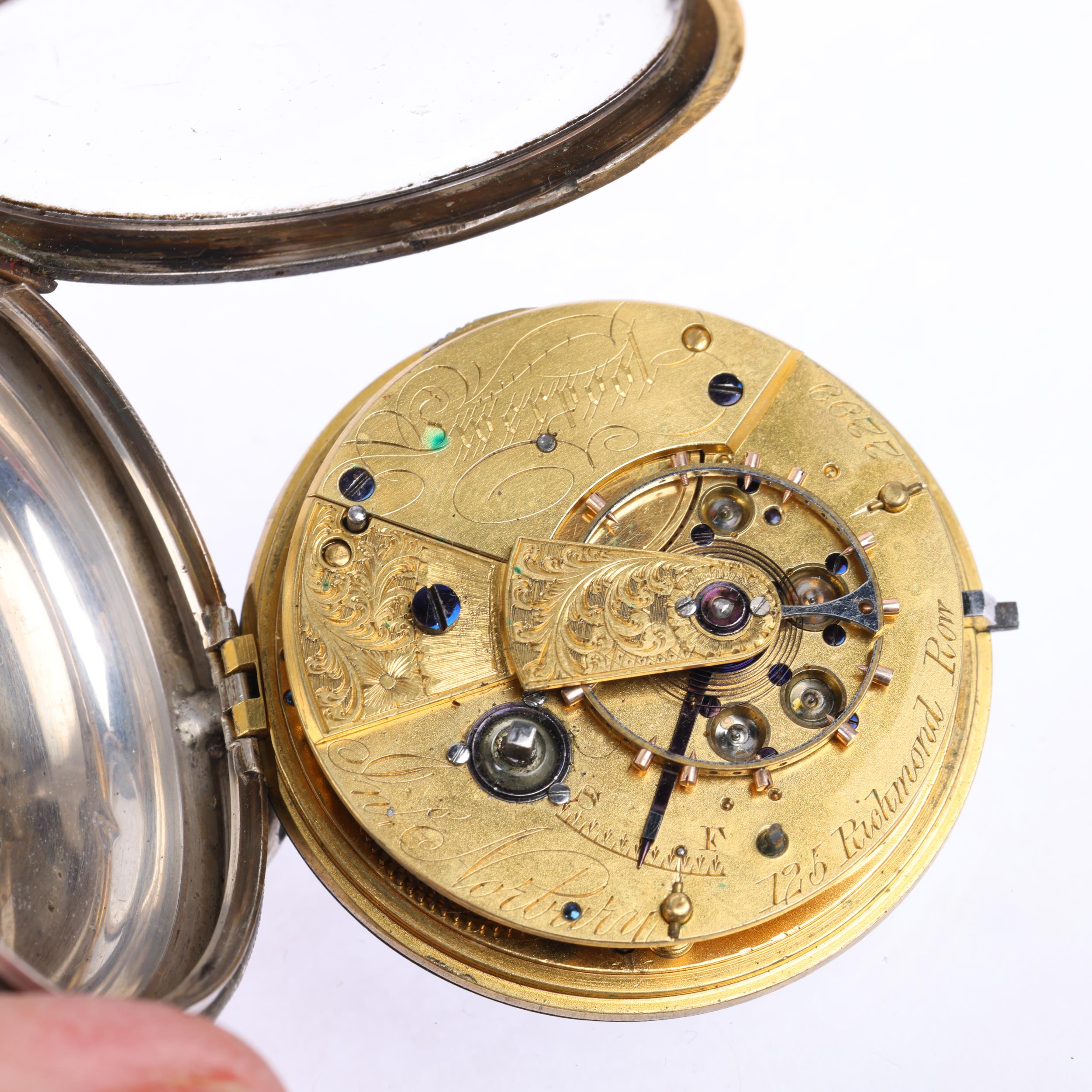 A 19th century silver-cased open-face key-wind pocket watch, by J Norbury of Liverpool, white enamel - Image 5 of 5