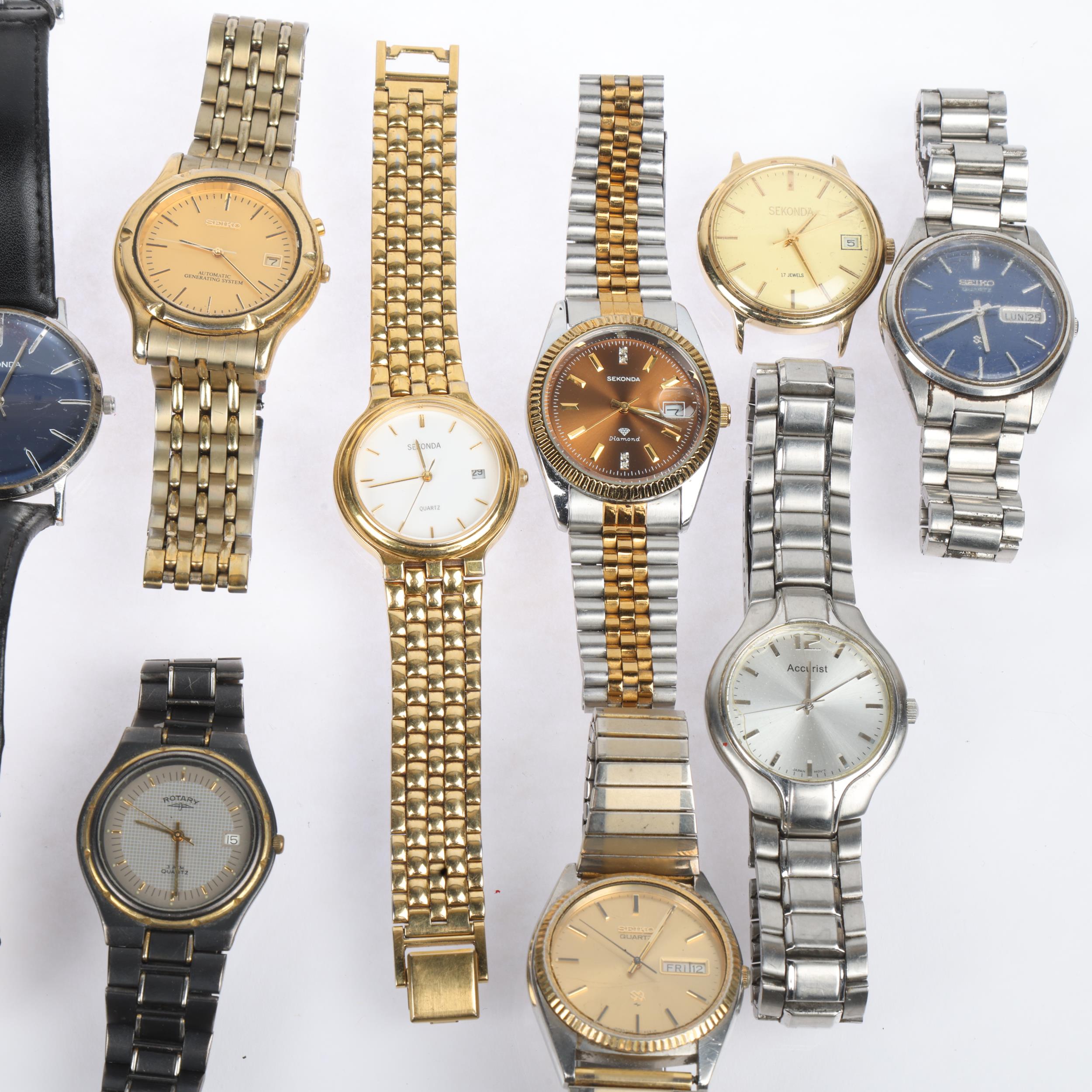 A quantity of wristwatches, including Seiko quartz day/date, Sekonda, Accurist, etc Condition - Image 2 of 5