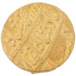 A Mughal Empire Mohur gold coin, 20.5mm, 10.7g Condition Report: A few very light filing marks to