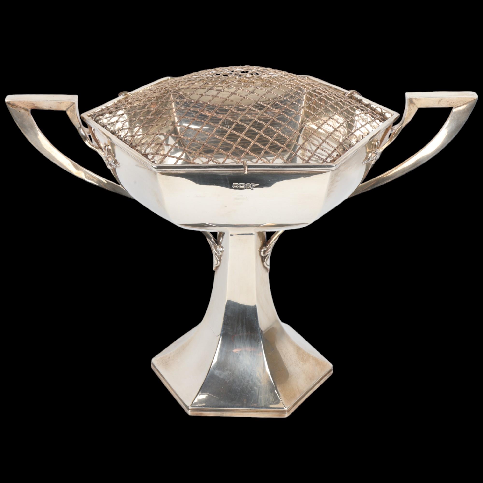 A large Art Nouveau George V silver 2-handled pedestal trophy cup, Walker & Hall, Sheffield 1913,