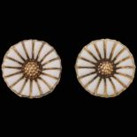 GEORG JENSEN - a pair of Danish modernist sterling silver-gilt white enamel daisy pattern