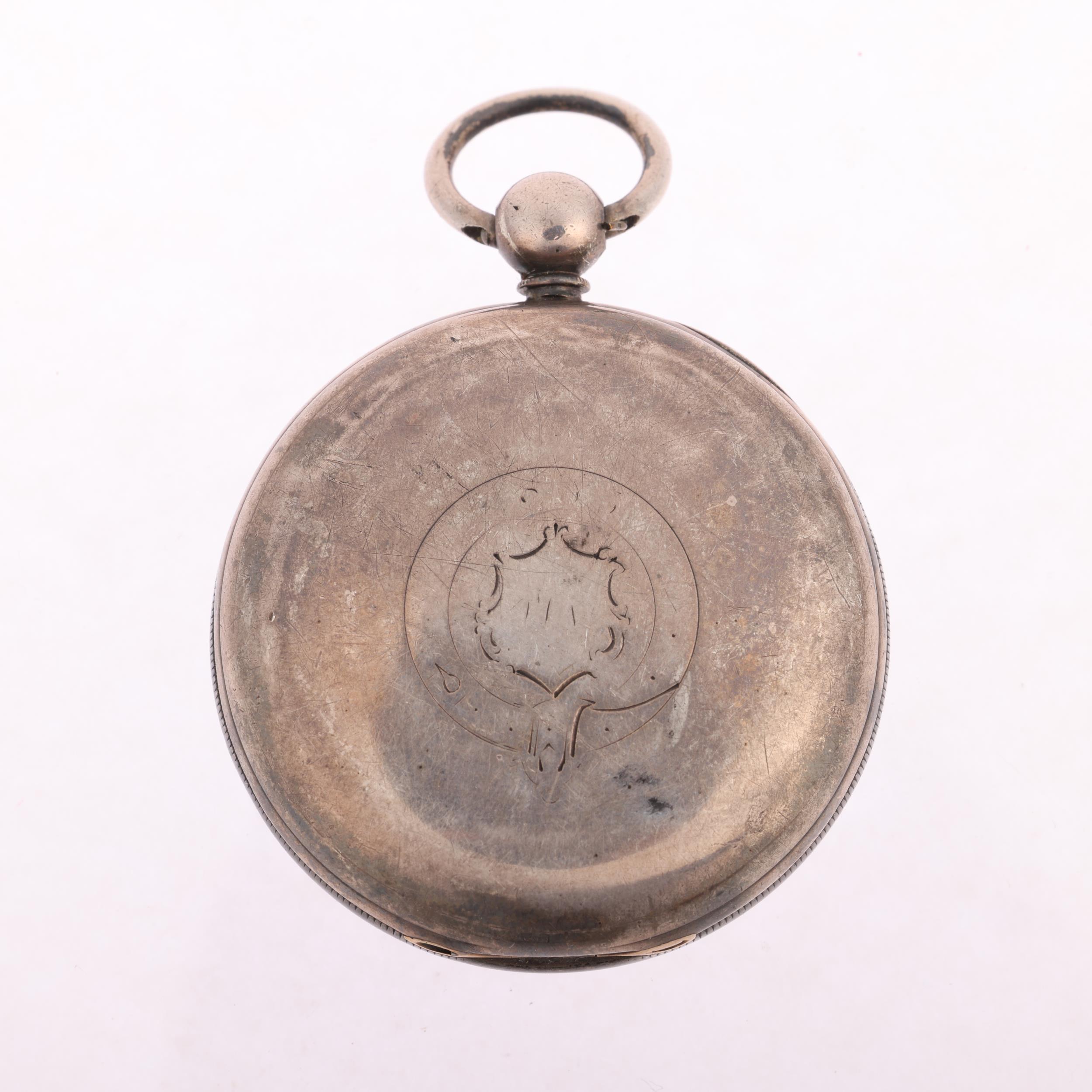 A 19th century silver-cased open-face key-wind pocket watch, by J Norbury of Liverpool, white enamel - Image 2 of 5