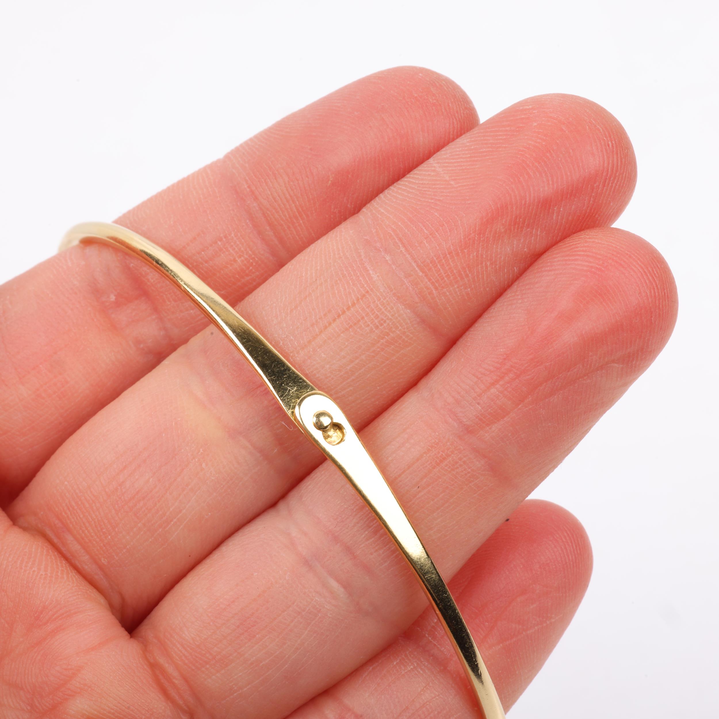 A Continental 18ct gold torque bangle, no maker's mark, band width 2.1mm, internal circumference - Image 4 of 4