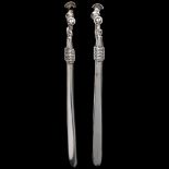 ERIK D GEIST - a pair of Danish modernist sterling silver paddle drop earrings, with screw-back
