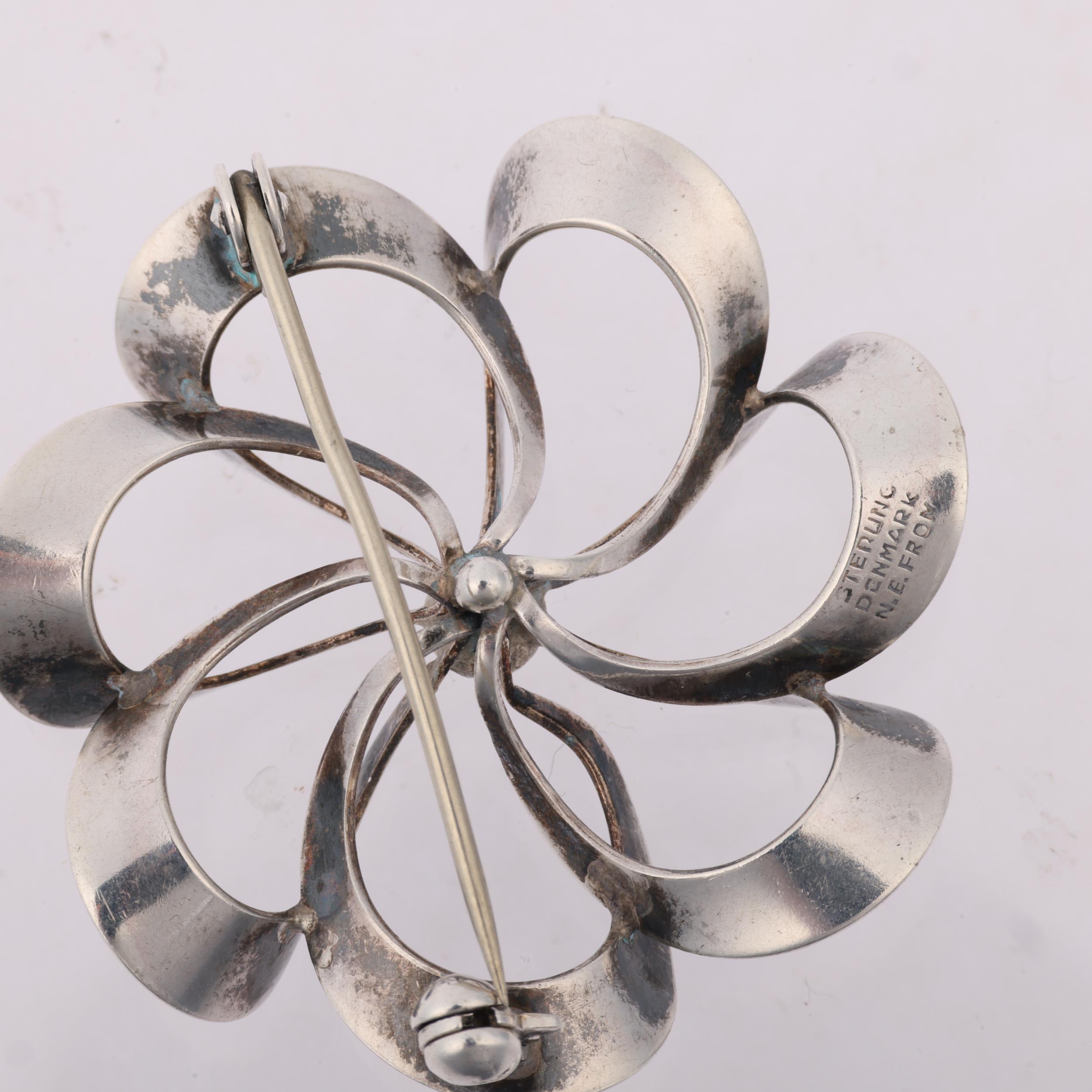 NIELS ERIK FROM - a Danish modernist sterling silver flowerhead openwork brooch, 39.1mm, 6.5g - Image 2 of 3