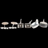 3 pairs of Danish modernist silver cufflinks, makers include Bent Knudsen, 22.4mm, 47.9g total (3