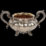 An early Victorian silver 2-handled pumpkin sugar bowl, John & Henry Lias, London 1838, circular