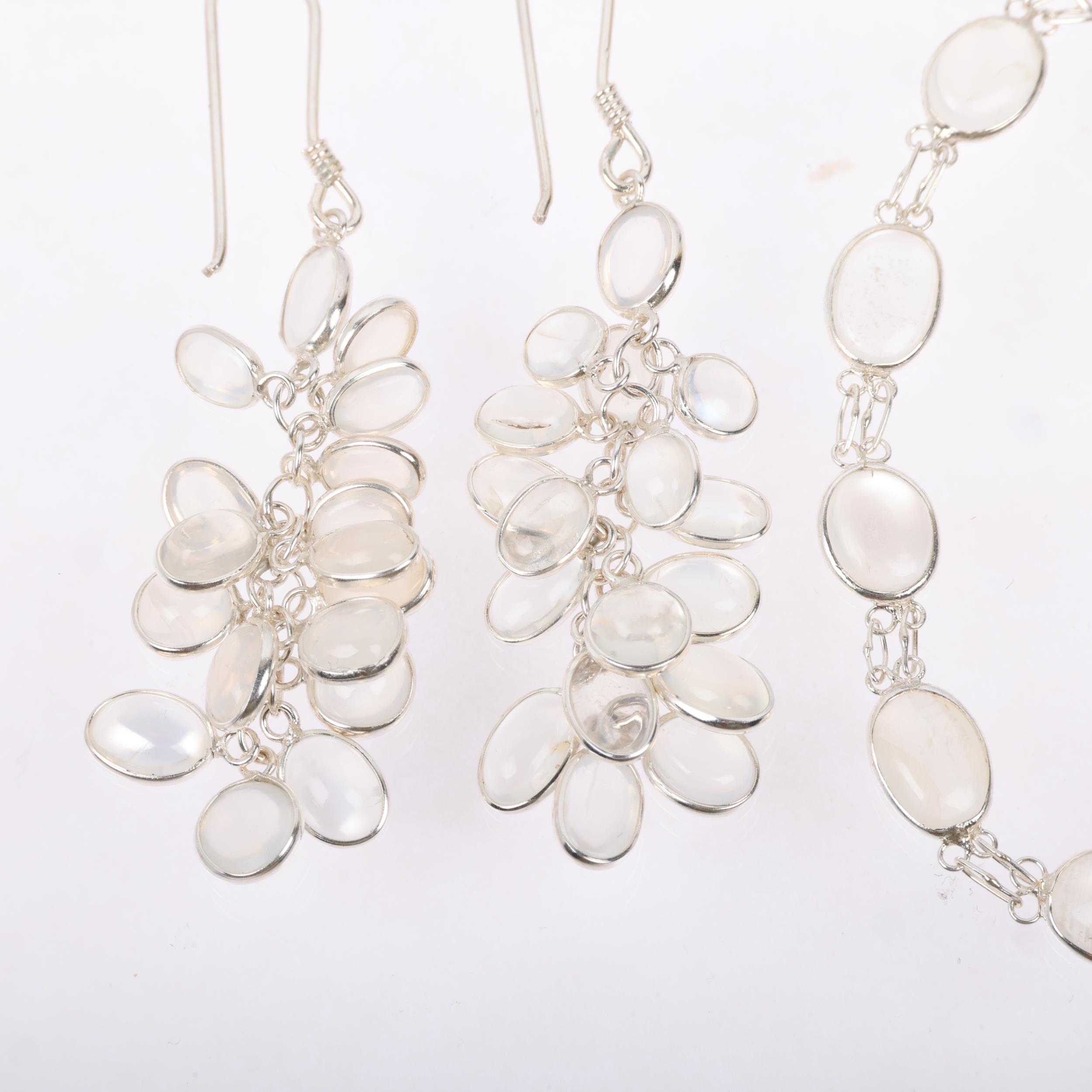 A sterling silver moonstone line bracelet and pair of grape earrings, bracelet 20cm, earrings 59. - Image 2 of 3