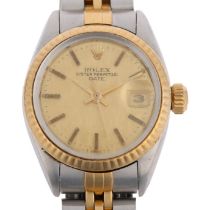 ROLEX - a lady's bi-metal Oyster Perpetual Date automatic calendar bracelet watch, ref. 69173, circa