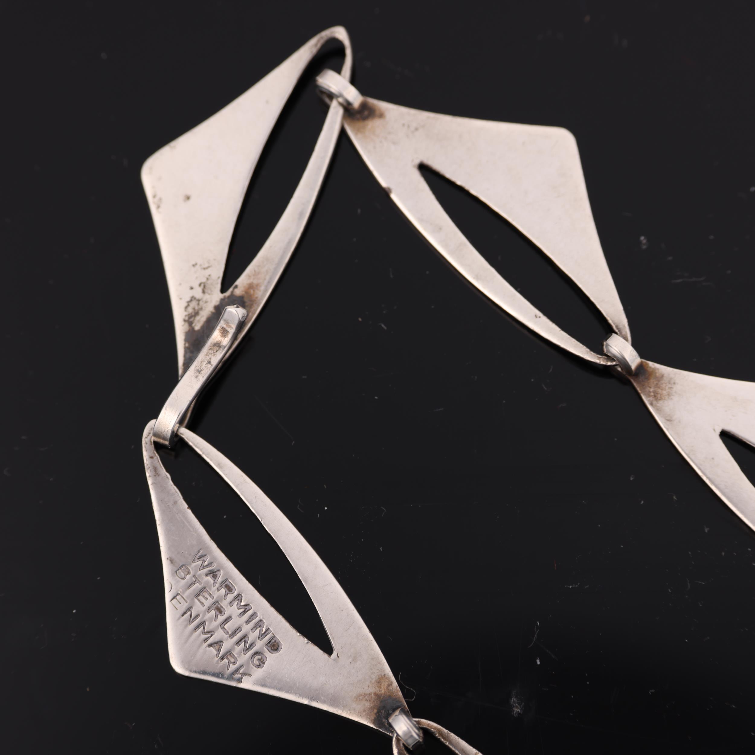POUL WARMIND - a Danish modernist sterling silver geometric triangular panel necklace, 39cm, 24.7g - Image 2 of 4