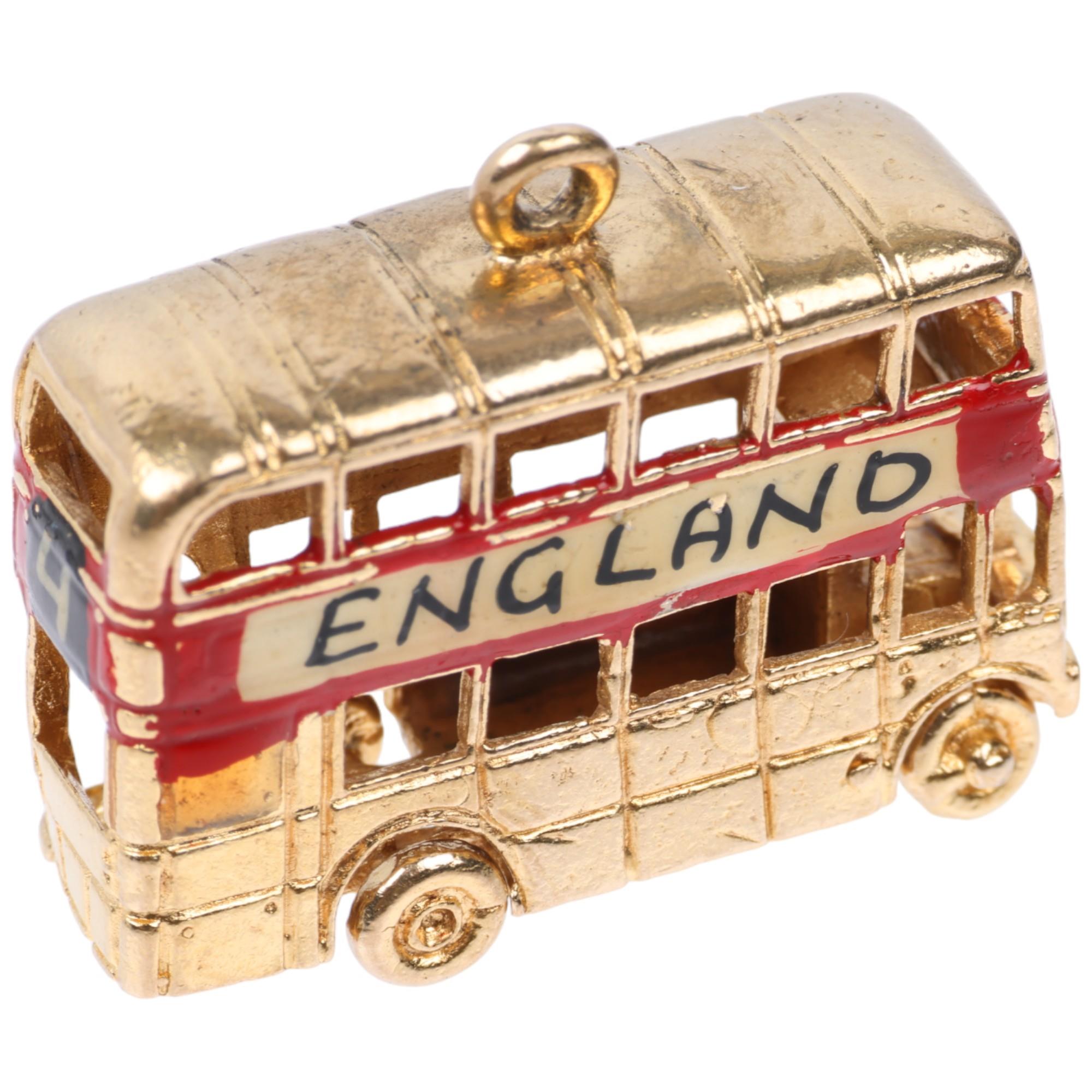 A late 20th century 9ct gold novelty London double-decker bus charm/pendant, maker GJ Ltd, - Image 2 of 4
