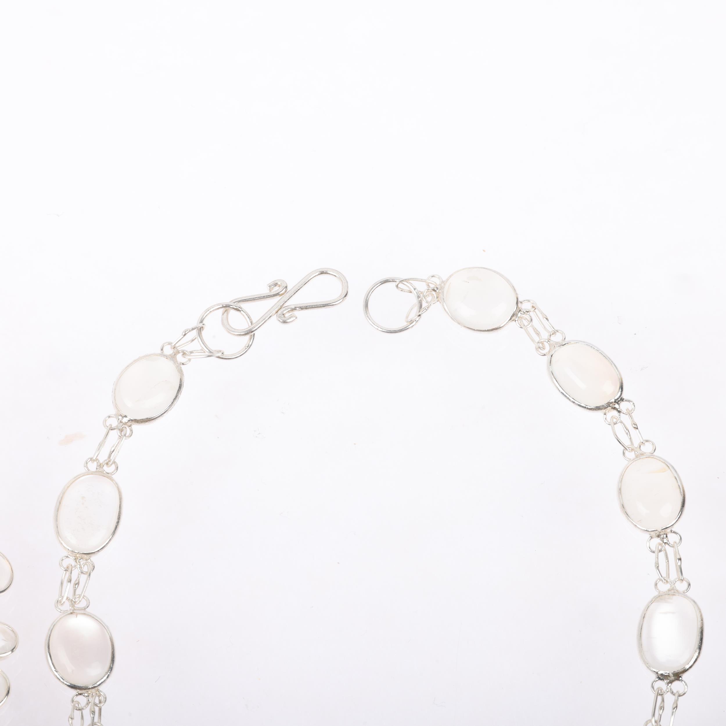 A sterling silver moonstone line bracelet and pair of grape earrings, bracelet 20cm, earrings 59. - Image 3 of 3