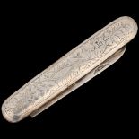 A late Victorian silver fruit knife, John Yeomans Cowlishaw, Sheffield 1900, allover foliate