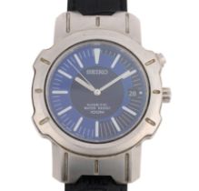 SEIKO - a stainless steel Kinetic automatic calendar wristwatch, ref. 5M42-0G60, two tone blue