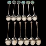 2 sets of 6 silver teaspoons, including abalone shell examples, 3.2oz gross (2 sets) Condition