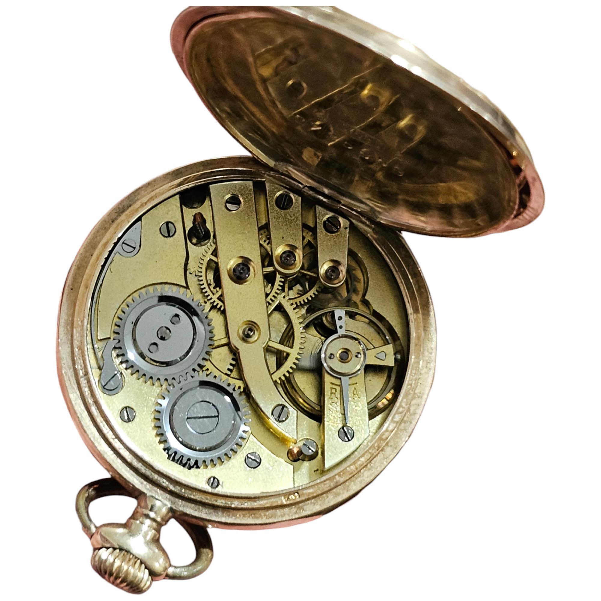 A Swiss 14ct gold open-face keyless fob watch, Geneva circa 1900, white enamel dial with Roman - Image 4 of 4