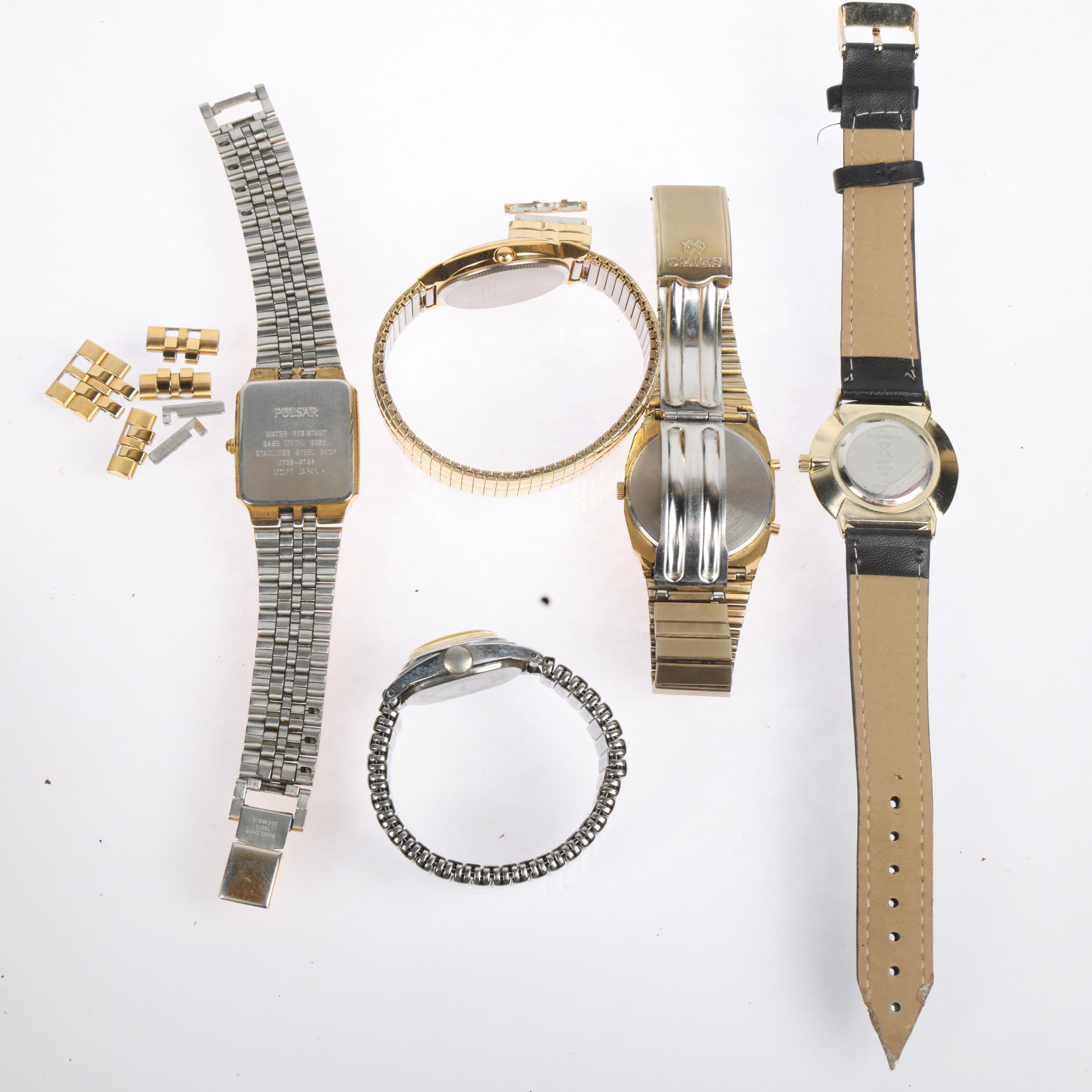 Various wristwatches, including Seiko quartz alarm chronograph, Accurist, Pulsar, etc Condition - Image 5 of 5