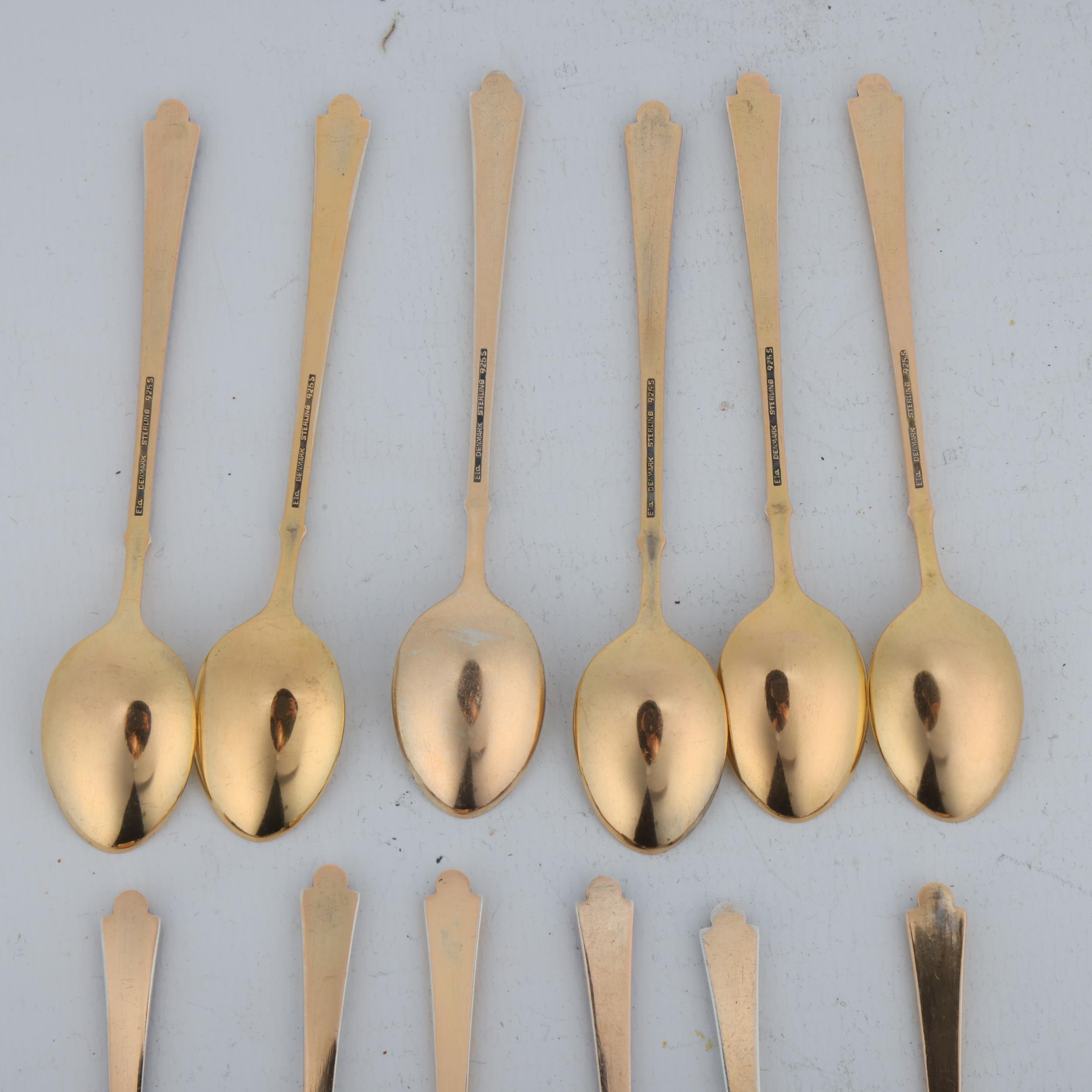 EGON LAURIDSEN - a set of 12 Danish vermeil sterling silver and three-colour enamel coffee spoons, - Image 3 of 3