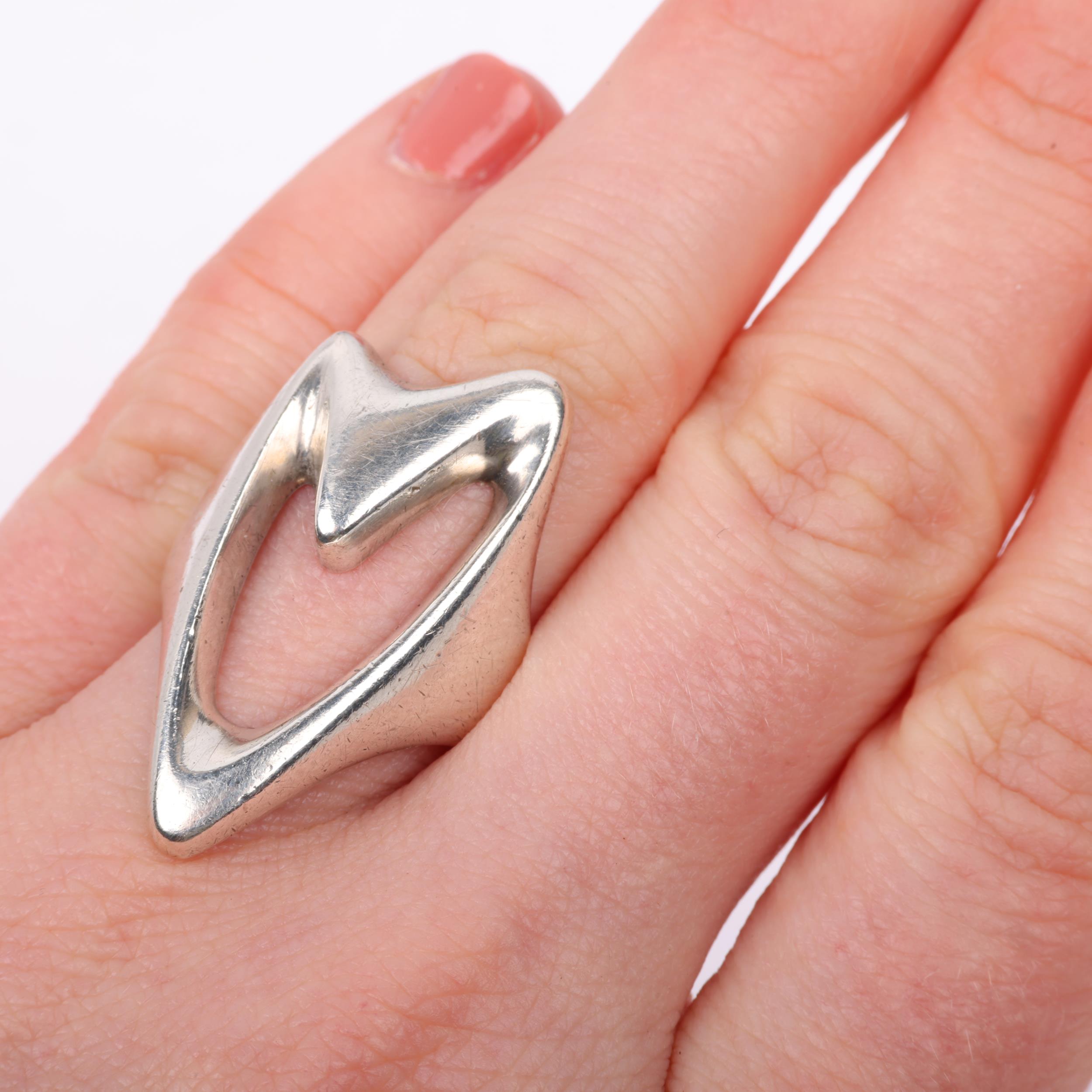 GEORG JENSEN - a Danish modernist sterling silver abstract openwork ring, designed by Henning - Image 3 of 3