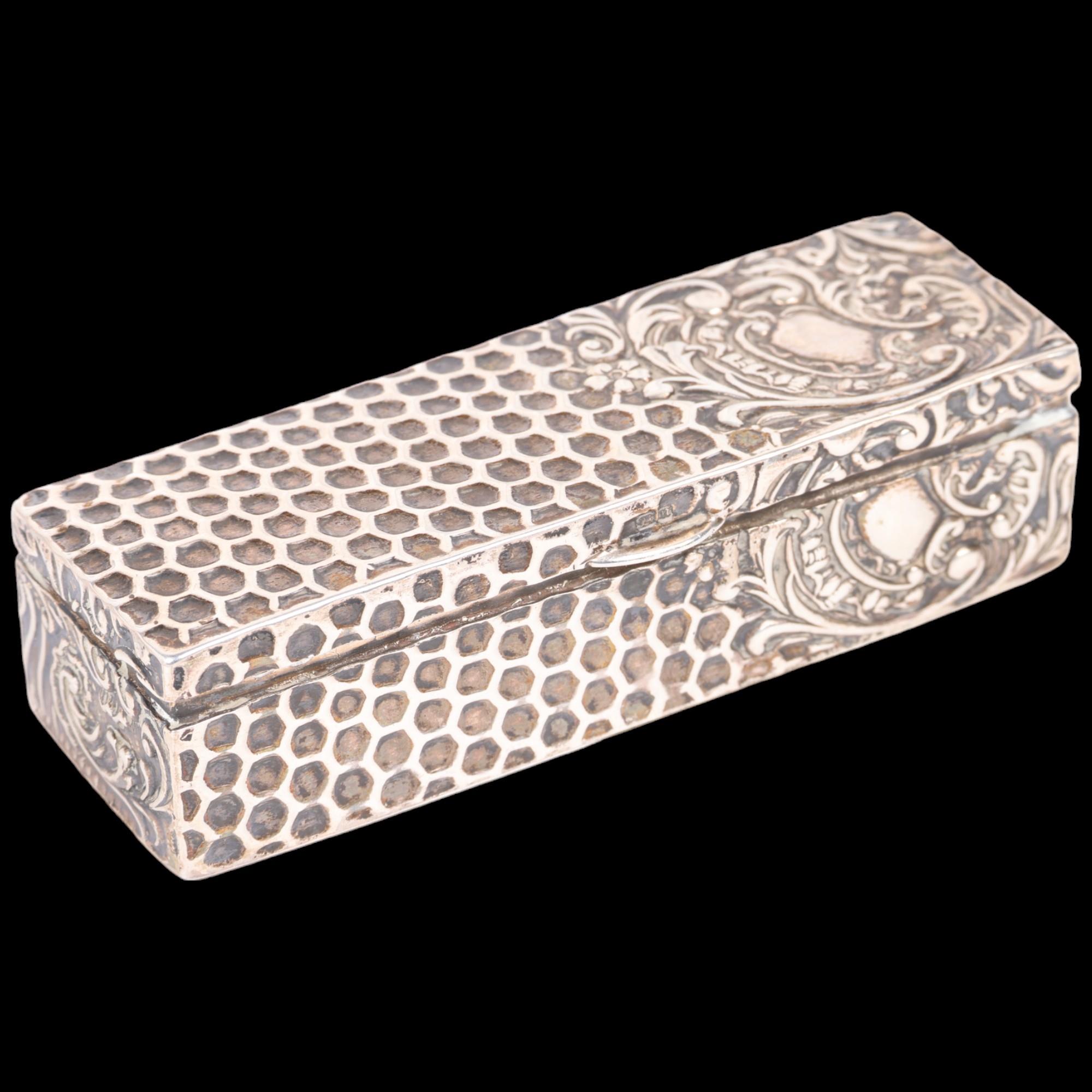 A late Victorian silver 'Honeycomb' dressing table jewel box, Charles Washington Shirley Deakin,
