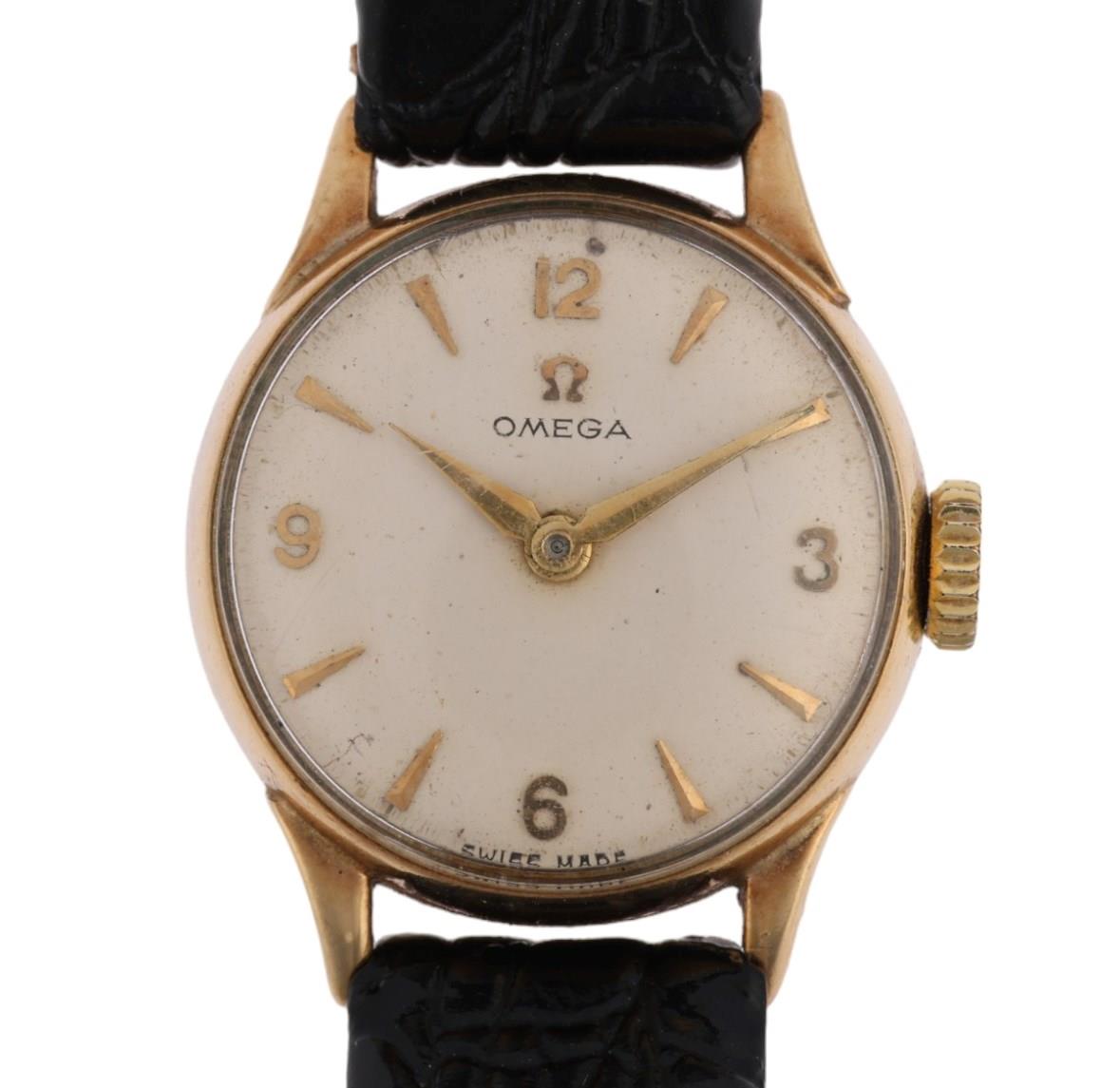 OMEGA - a lady's 9ct gold mechanical wristwatch, ref. 77810, circa 1958, silvered dial with gilt