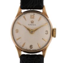 OMEGA - a lady's 9ct gold mechanical wristwatch, ref. 77810, circa 1958, silvered dial with gilt