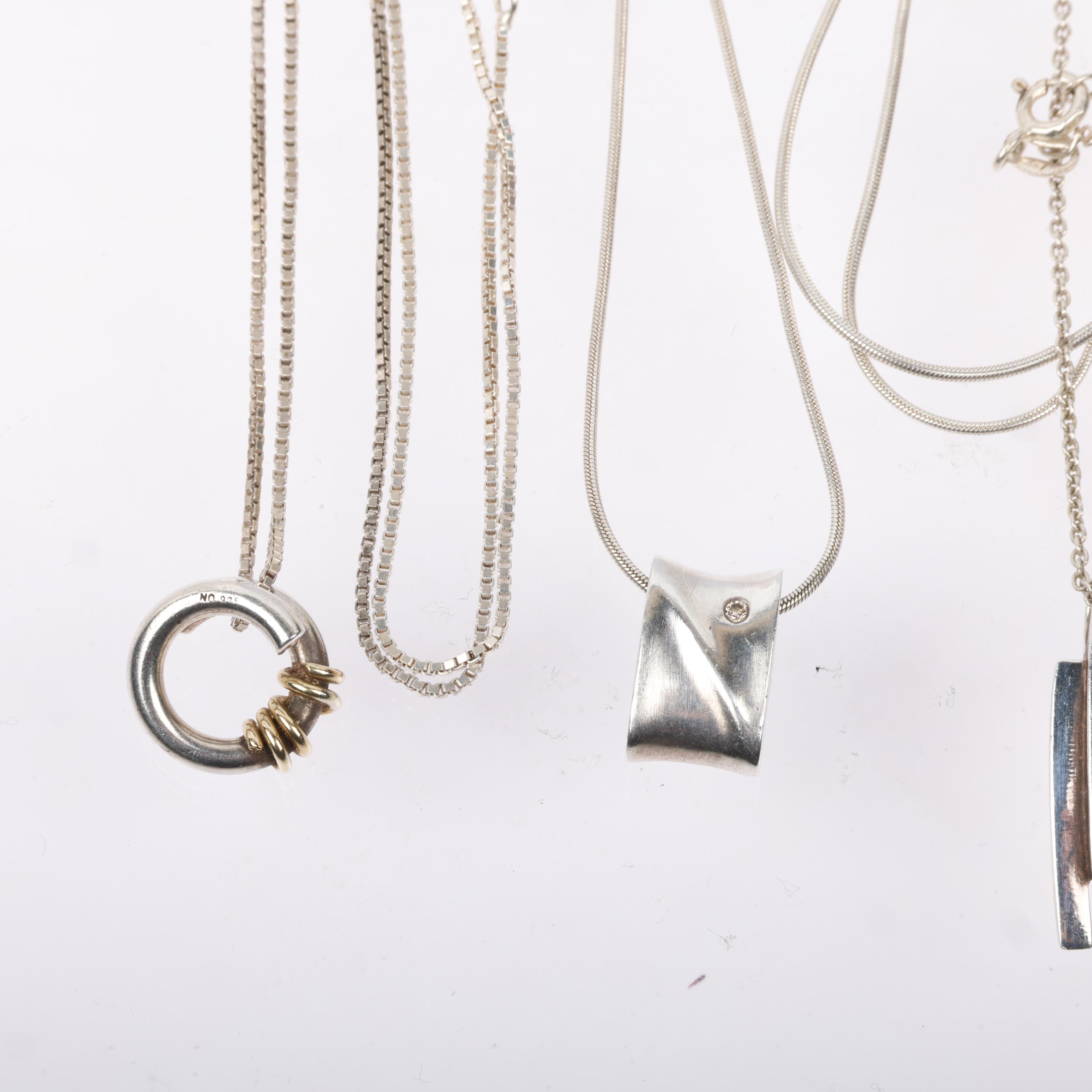 5 Danish silver pendant necklaces, makers include Scrouples, largest pendant 26.4mm, 25.9g total (5) - Image 3 of 3