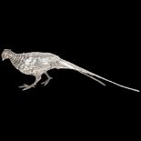 A heavy Antique German 800 silver figural pheasant bird table scatter, circa 1900, 34cm, 9.6oz