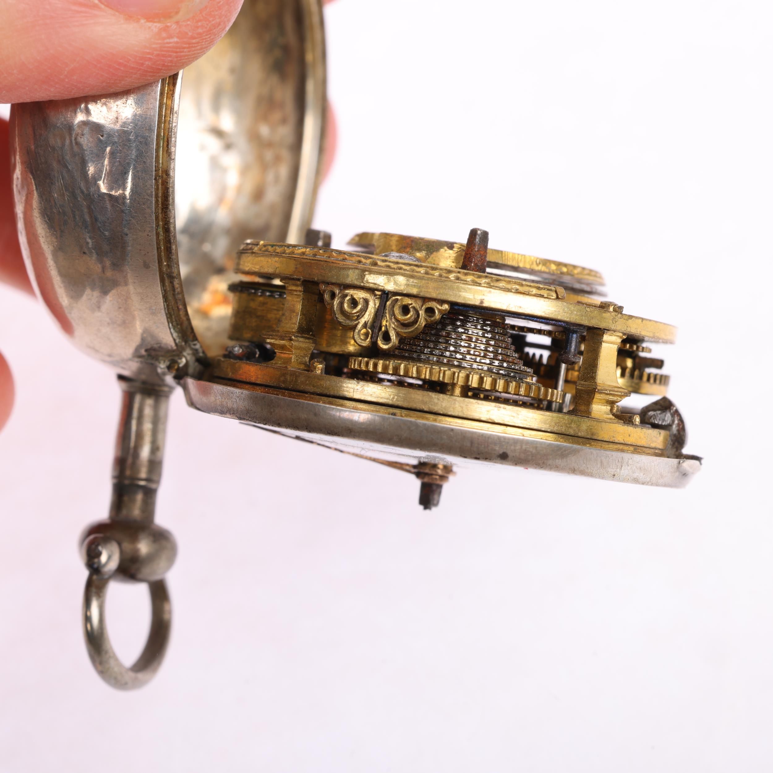 An early 19th century silver pair-cased open-face key-wind verge pocket watch, by George Clarke of - Image 5 of 5