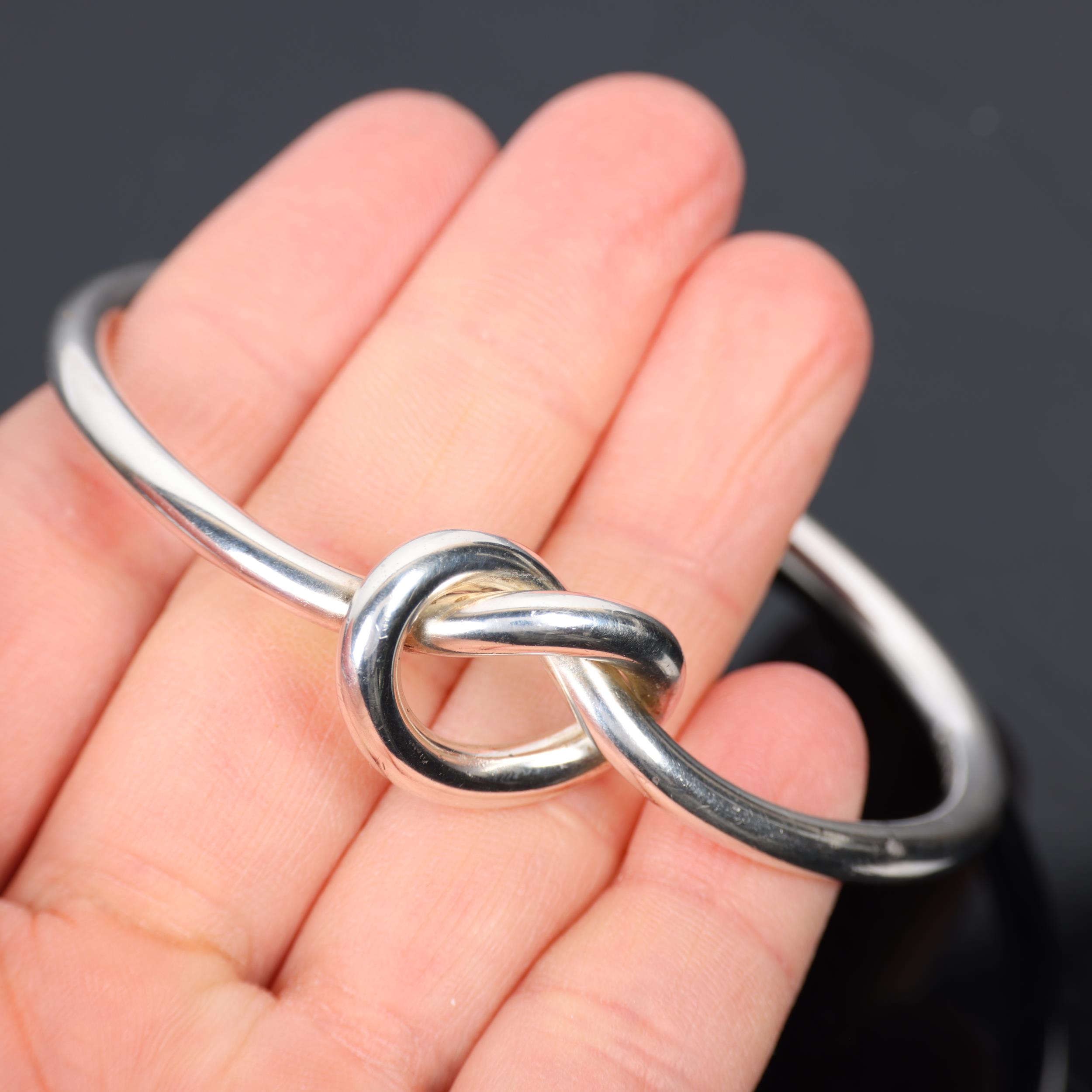 GEORG JENSEN - a Danish modernist sterling silver Love Knot cuff bangle, model no. A44B, knot height - Image 4 of 4