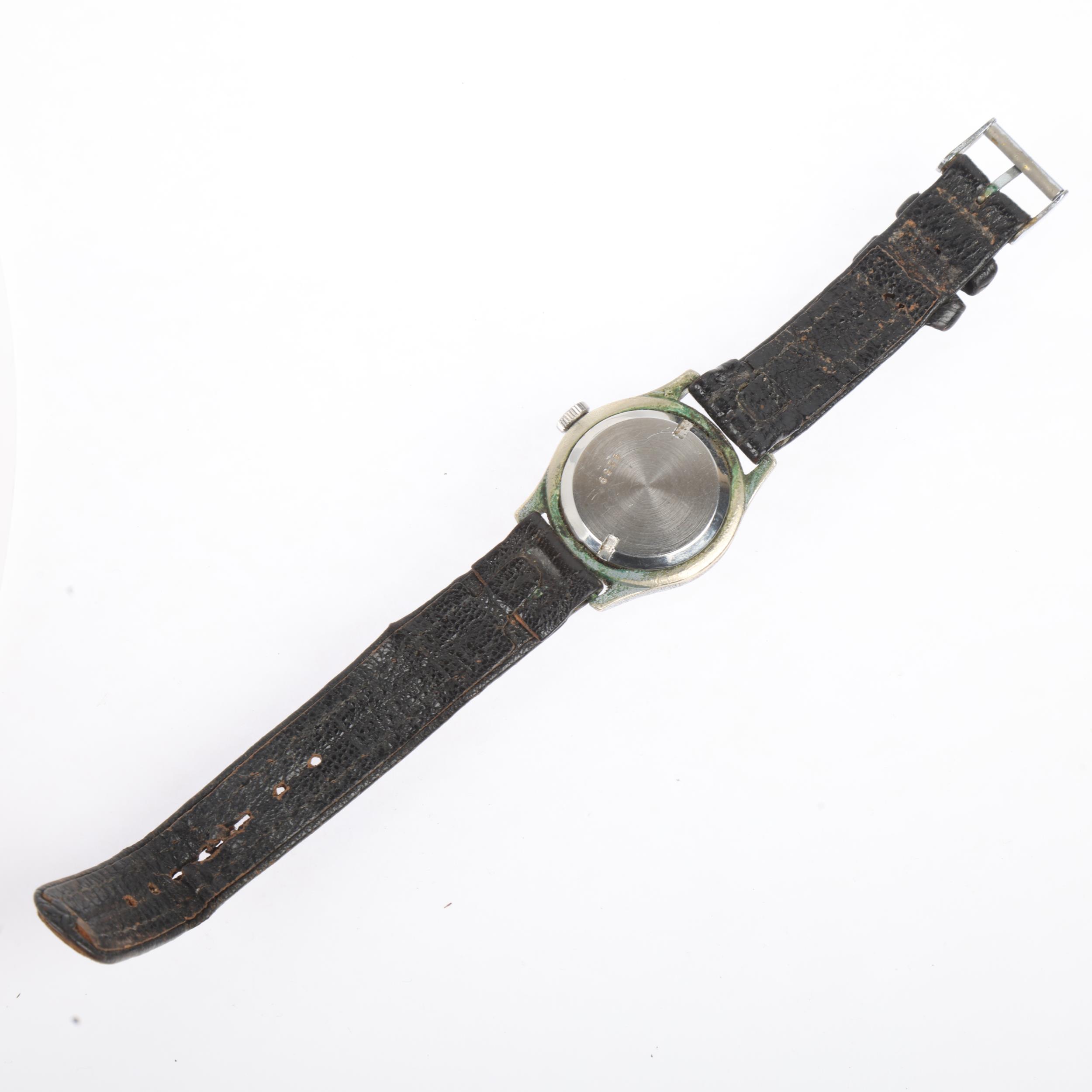 OLMA - a Second World War Period nickel plated pilot's mechanical wristwatch, circa 1940s, black - Image 3 of 5