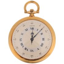 CARTIER - a French Art Deco 18ct gold slimline open-face keyless pocket watch, silvered engine