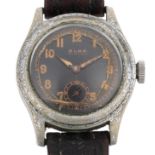 OLMA - a Second World War Period nickel plated pilot's mechanical wristwatch, circa 1940s, black