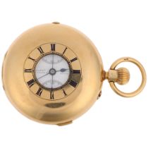 A Fine 19th Century 18ct gold half hunter keyless chronograph minute repeater pocket watch, by