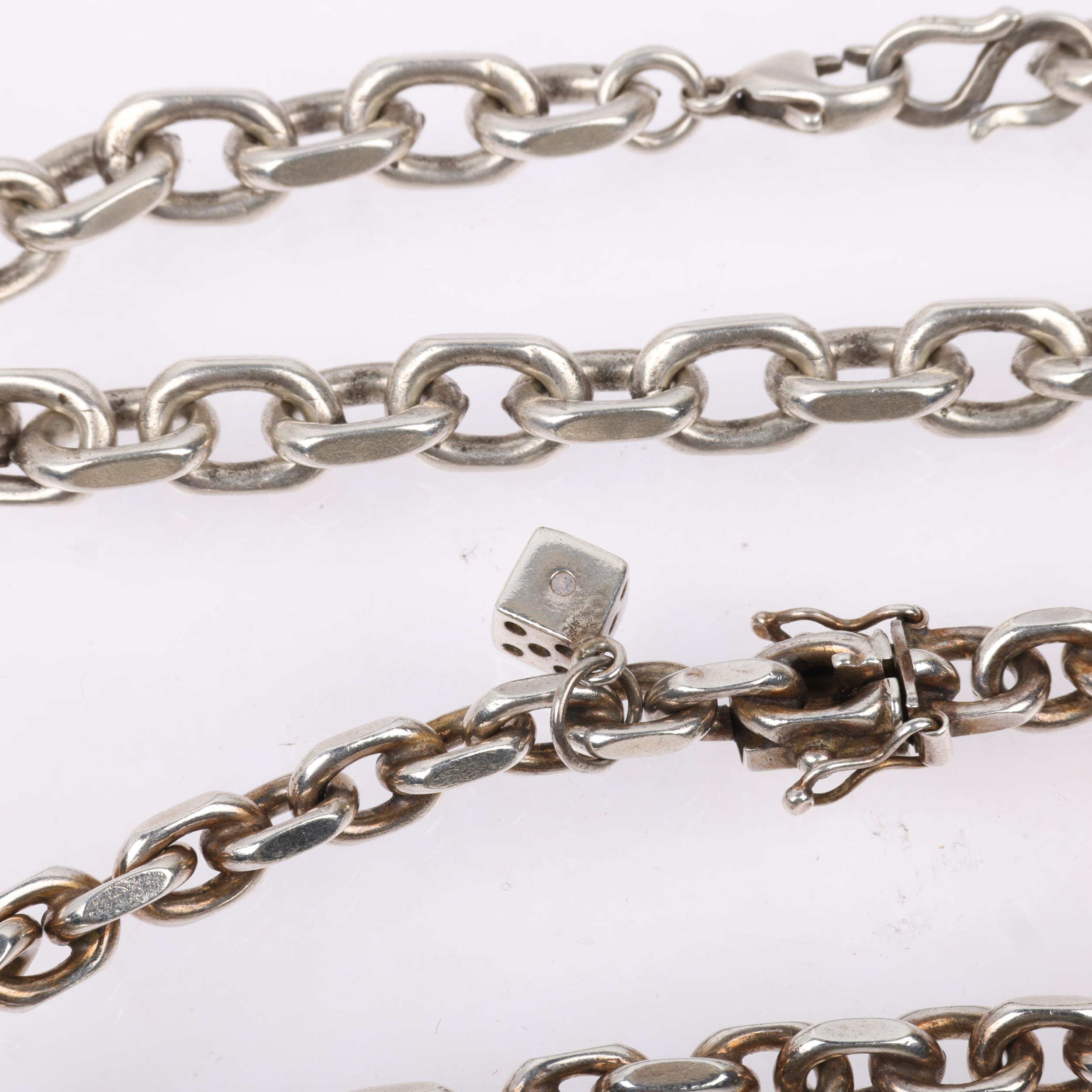 2 Danish sterling silver cable link chain bracelets, both 21cm, 58.9g total (2) Condition Report: - Image 2 of 3