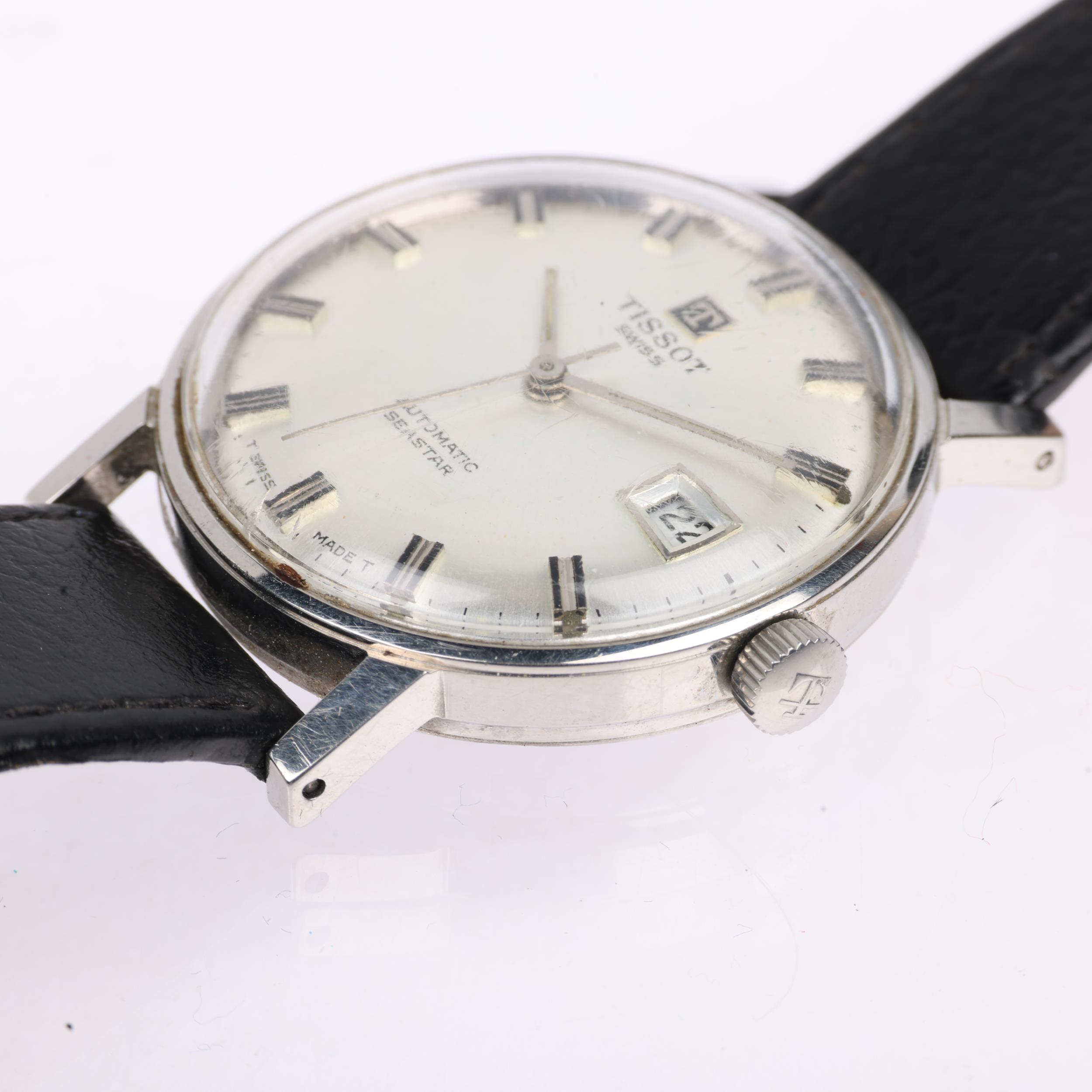 TISSOT - a stainless steel Seastar automatic calendar wristwatch, ref. 43520, silvered dial with - Image 4 of 5