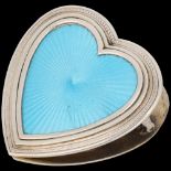 An Edwardian novelty silver and blue enamel heart desk paperclip, Desire Pennellier & Co, import