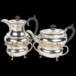 A George V silver 4-piece tea set, Charles Weale, Birmingham 1930, comprising teapot, hot water jug,