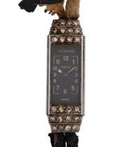 LECOULTRE - a lady's Vintage DuoPlan diamond mechanical cocktail wristwatch, circa 1930s, black dial