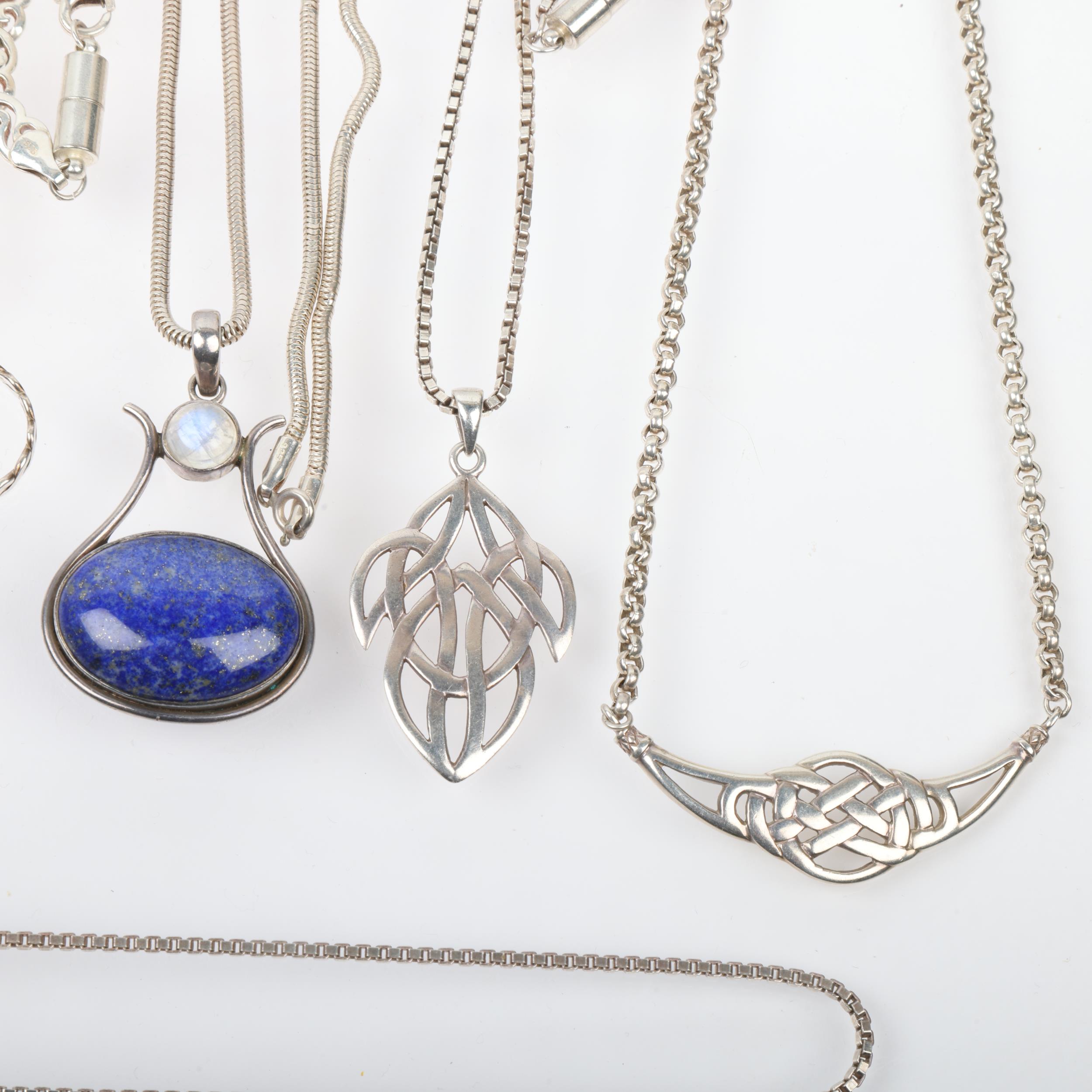 Various silver jewellery, including chain necklaces, Mackintosh style pendant necklace, locket, etc, - Image 3 of 3
