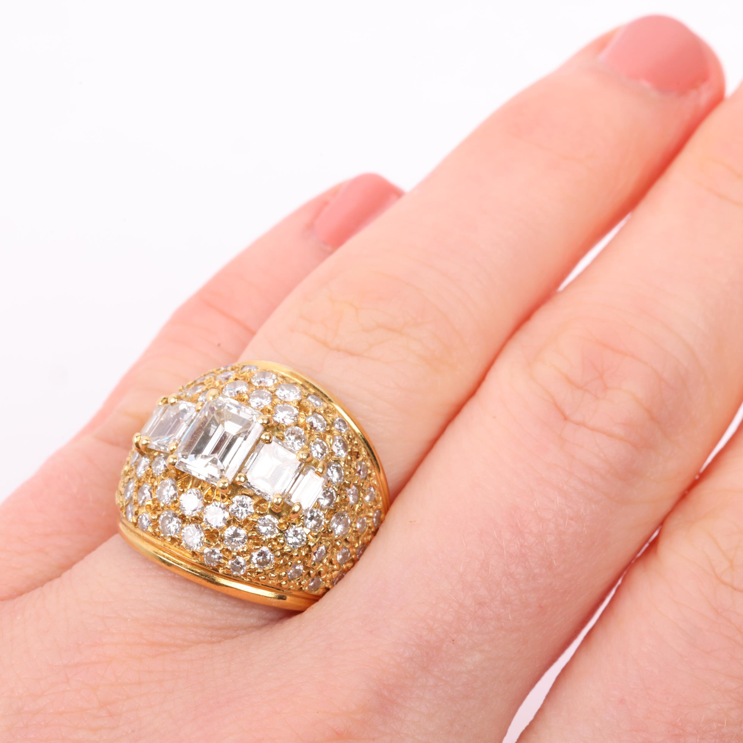 A Fine 18ct gold graduated five stone diamond bombe ring, London 2003, centrally claw set with - Image 4 of 4