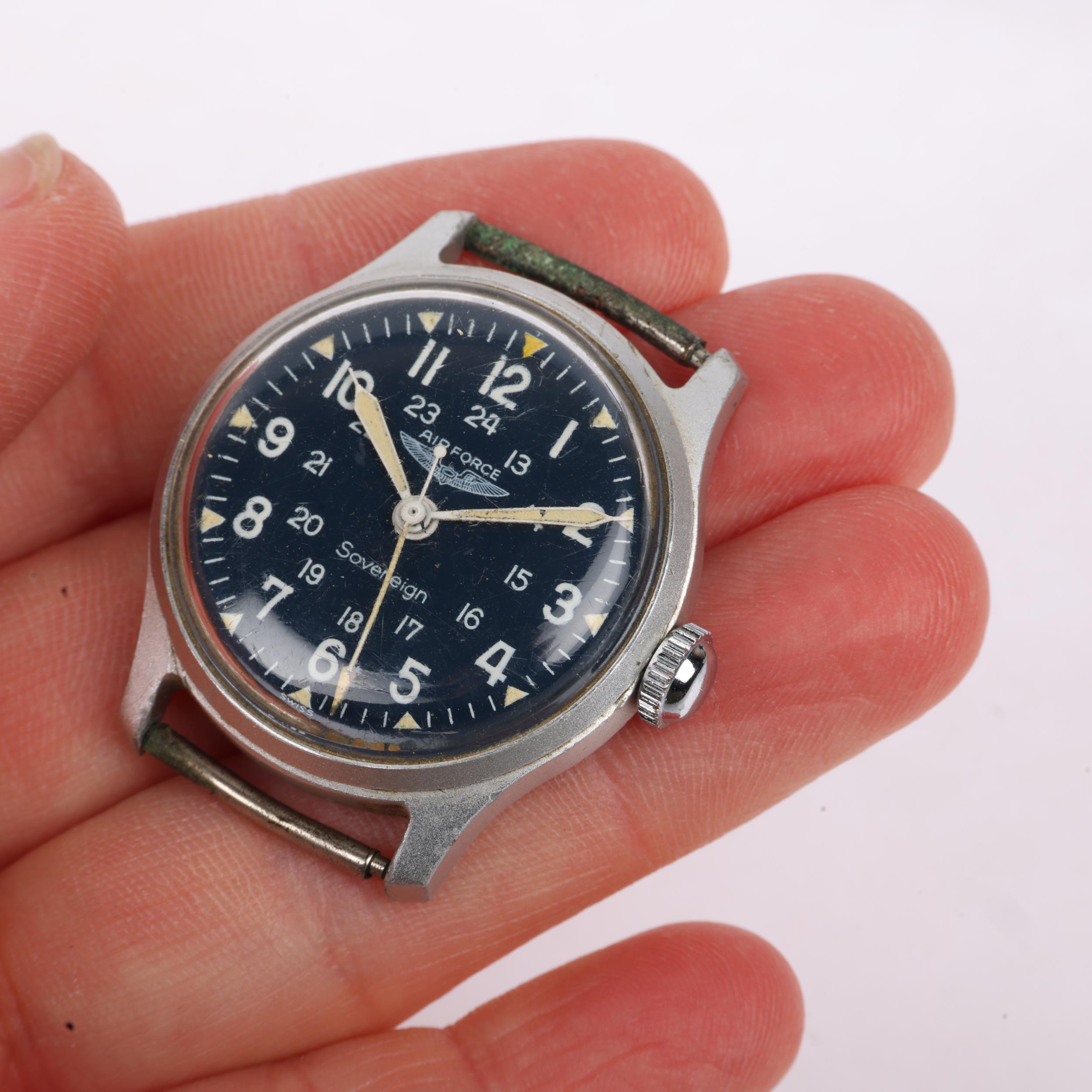 AIR FORCE - an aluminium Sovereign Combat Issue mechanical wristwatch, blue dial with white Arabic - Image 5 of 5