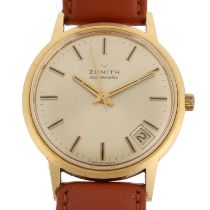 ZENITH - an 18ct gold automatic calendar wristwatch, circa 1960s, champagne dial with applied