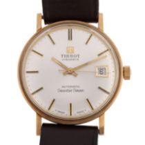 TISSOT - a 9ct gold Visodate Seastar Seven automatic calendar wristwatch, circa 1960s, silvered dial