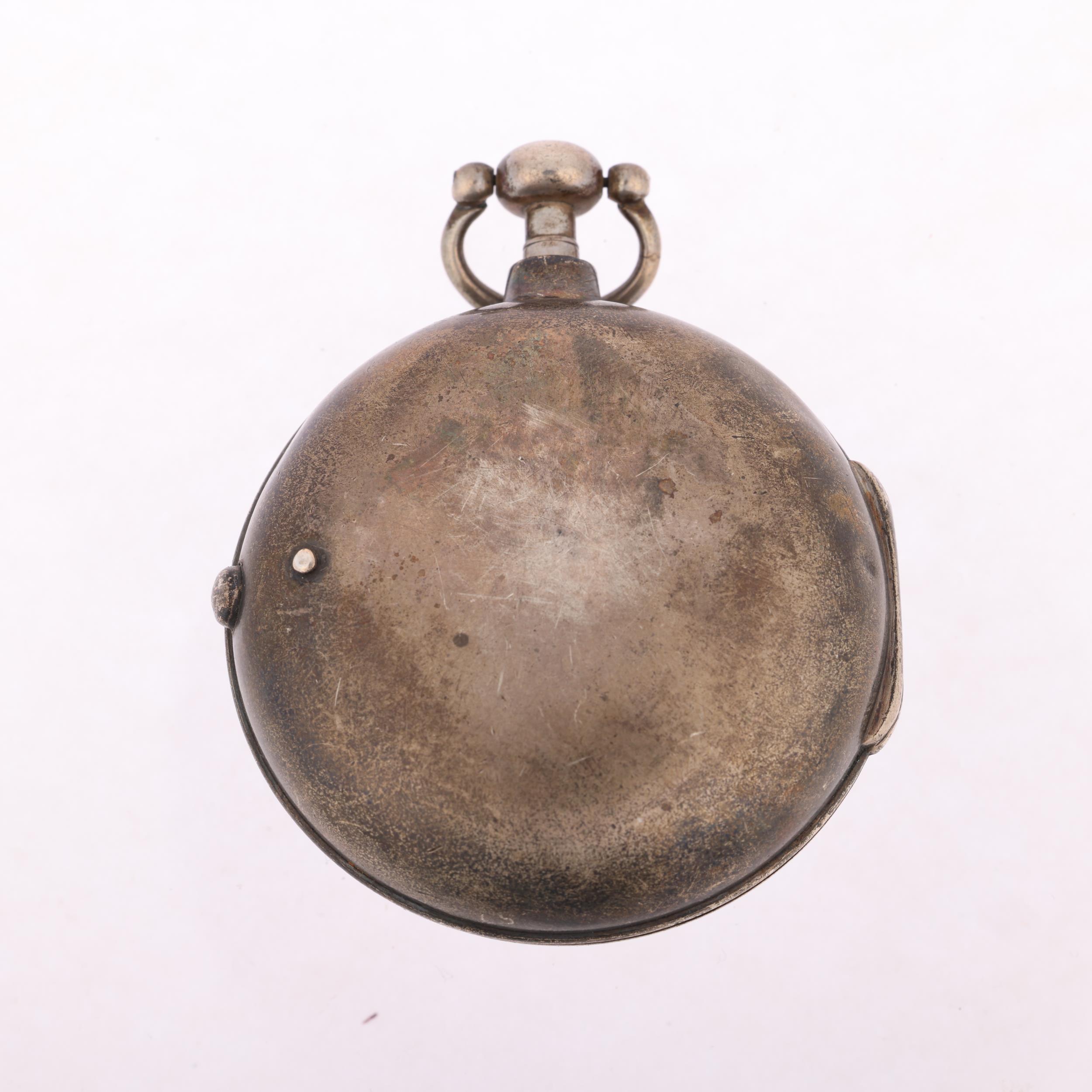 An early 19th century silver pair-cased open-face key-wind verge pocket watch, by George Clarke of - Image 2 of 5