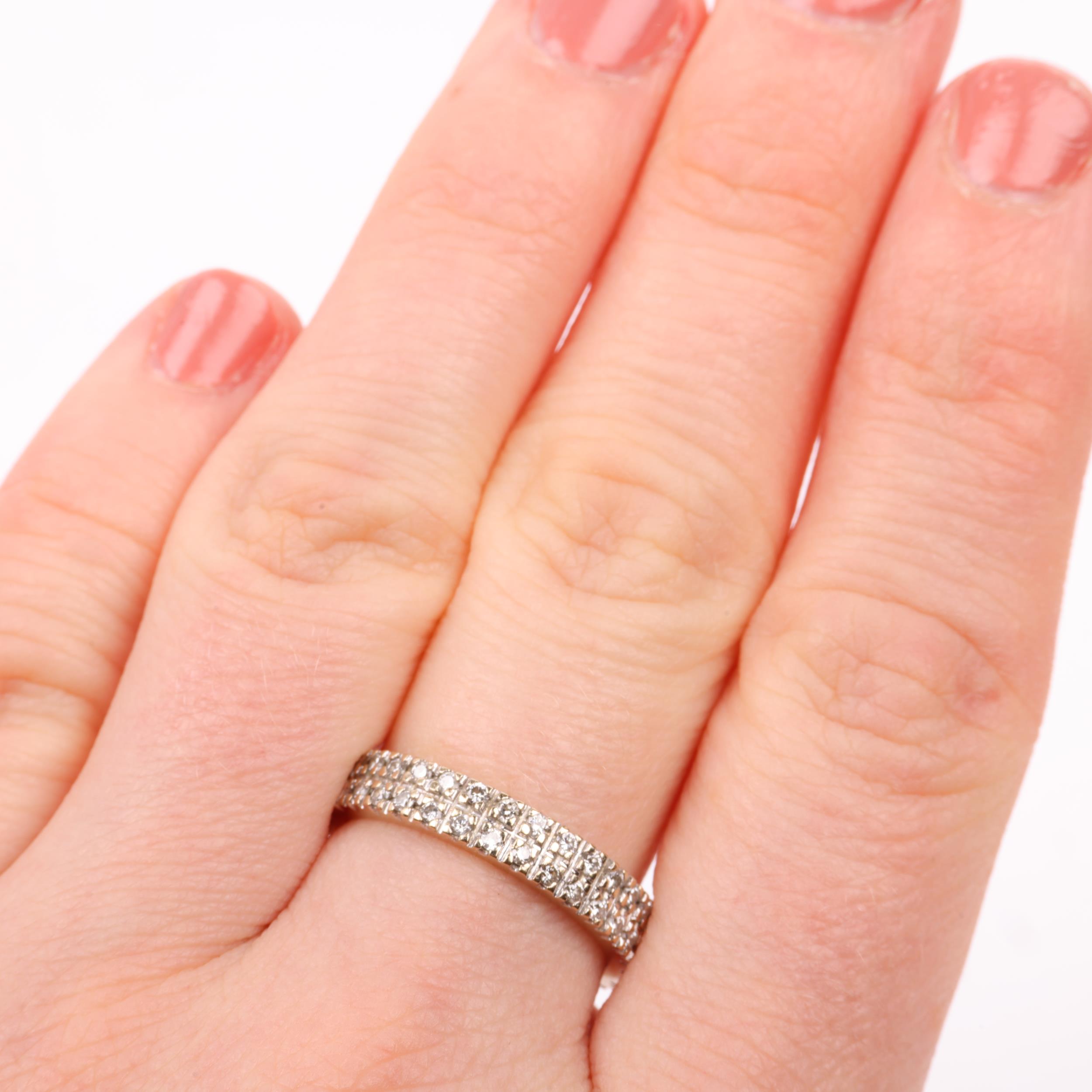 A modern 18ct white gold diamond double-row full eternity band ring, by Aris, set with modern - Image 4 of 4