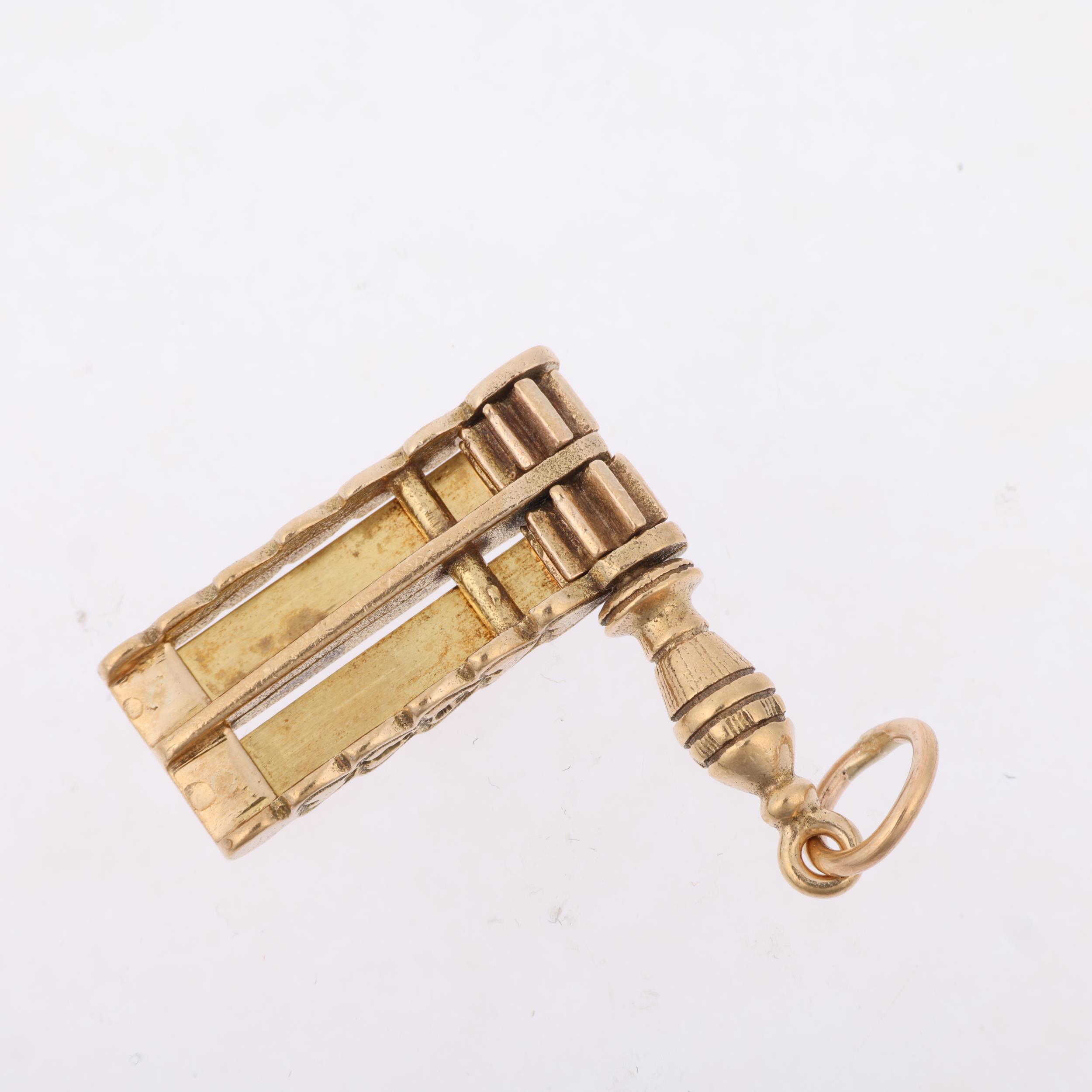 A late 20th century 9ct gold novelty World Cup football rattle clacker charm/pendant, maker GJ - Image 3 of 4